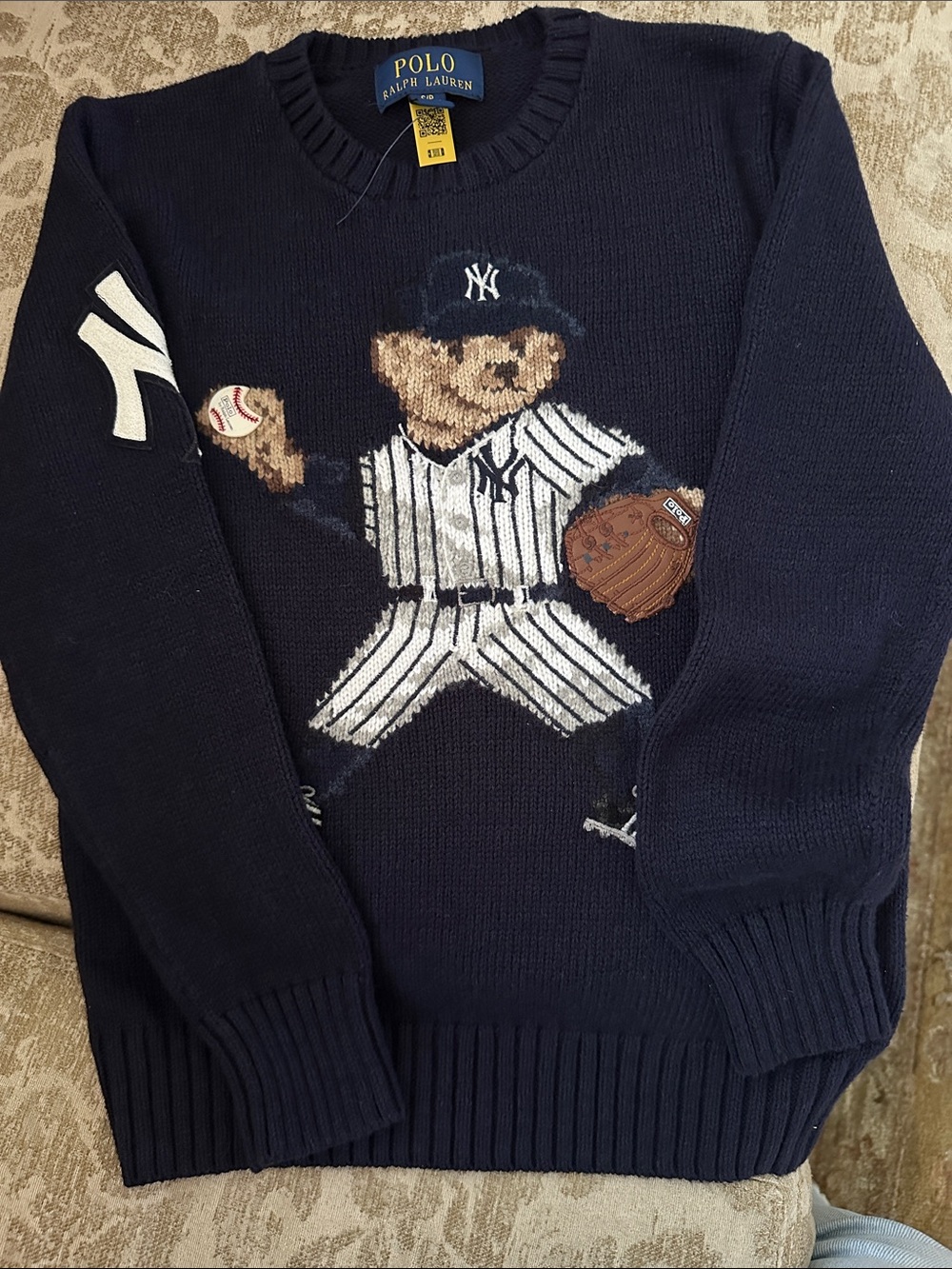 Polo by Ralph Lauren Navy Bear & Yankees Crewneck Sweater